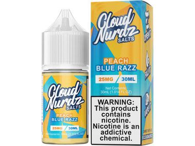 Cloud Nurdz E-Liquid - Peach Blue Razz Salts 30ML Bottle