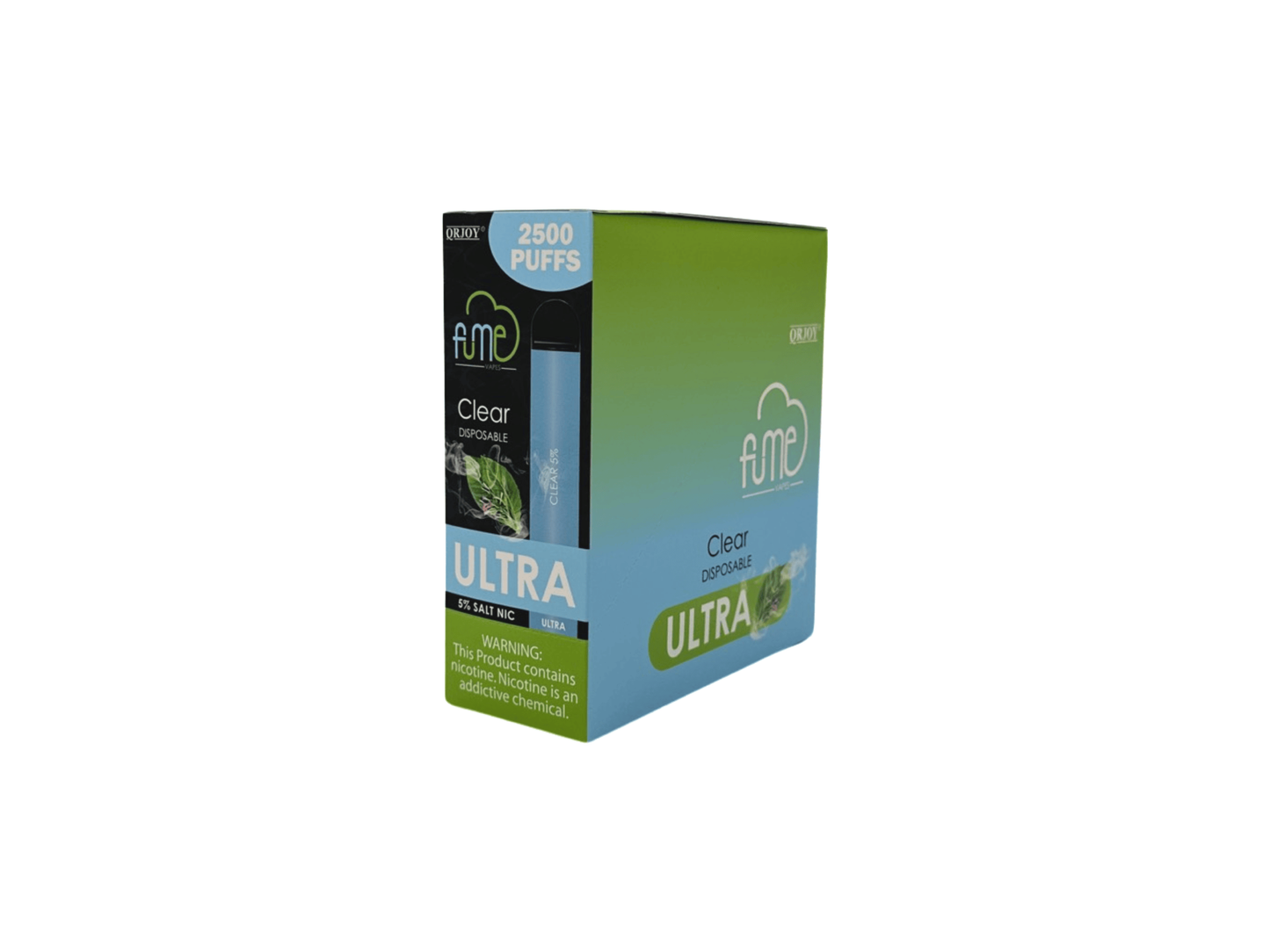 Fume Ultra Clear flavored disposable vape device big box.