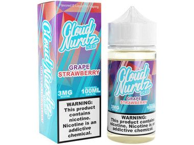 Cloud Nurdz E-Liquid - Grape Strawberry Iced 100ML Bottle 