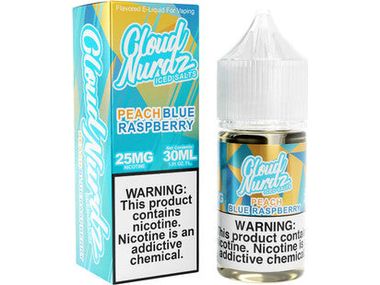 Cloud Nurdz E-Liquid - Peach Blue Raspberry Salts Iced 30ML Bottle 