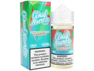 Cloud Nurdz E-Liquid - Sour Watermelon Strawberry Iced 100ML Bottle 