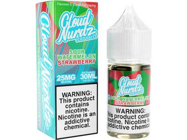 Cloud Nurdz E-Liquid - Sour Watermelon Strawberry Salts 30ML Bottle 