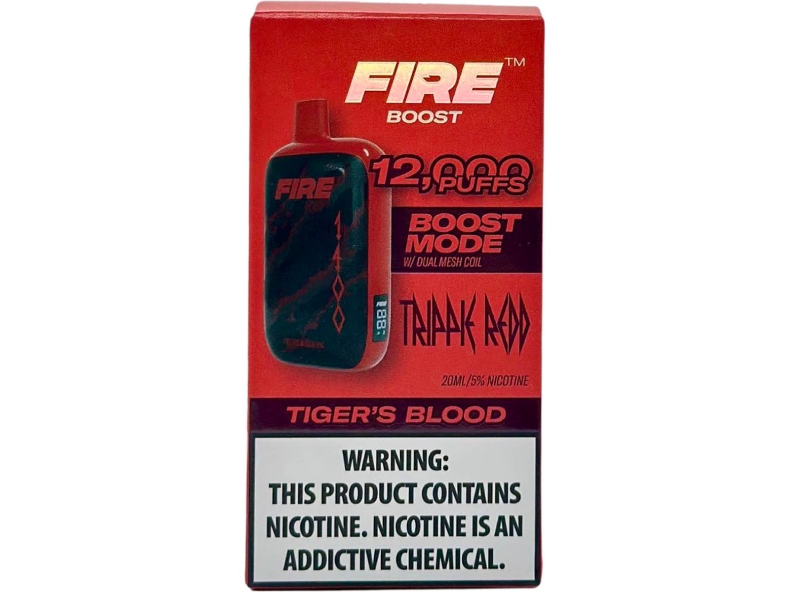 Fire Boost Disposable Vape Front Packaging Tiger's Blood 