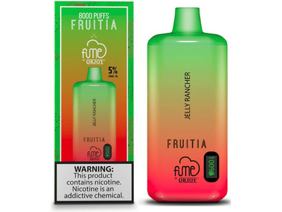 Fume Fruitia Jelly Rancher disposable vape device and box.