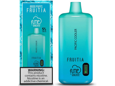 Fume Fruitia Pacific Cooler flavored disposable vape device and box.