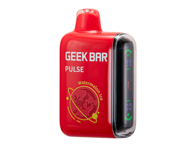 Geek Bar Pulse - Watermelon Ice flavored disposable vape device and box.