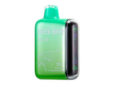Geek Bar Pulse - Grape Blow Pop flavored disposable vape device and box.