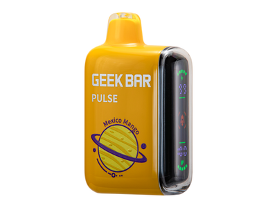 Geek Bar Pulse - Mexico Mango flavored disposable vape device and box.