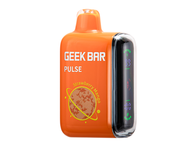 Geek Bar Pulse - Strawberry Mango flavored disposable vape device and box.