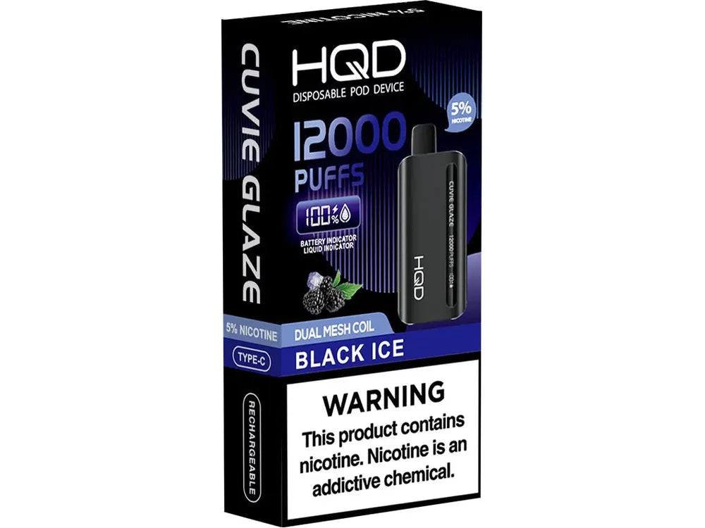 Hqd Cuvie Glaze Disposable Vape 12000 - Black Ice 