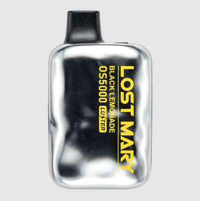 Lost Mary OS5000 Luster Black Lemonade flavored disposable vape device. 