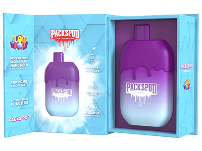 Packspod Blow Pop flavored disposable vape device.