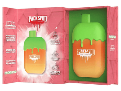 Packspod Guava bubblegum flavored disposable vape device.