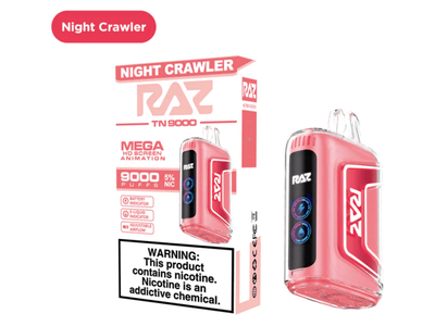 RAZ TN9000 Night Crawler flvored disposable vape device.