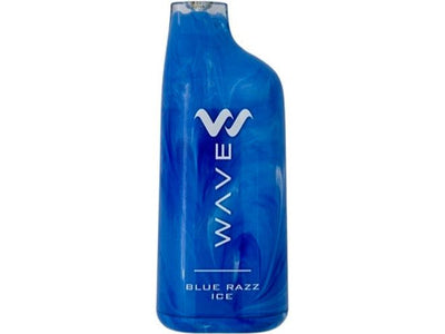 Wave 8000 Blue Razz Ice flavored disposable vape device.