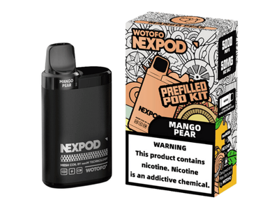 Wotofo Nexpod Kit Mango Pear flavored disposable vape kit.