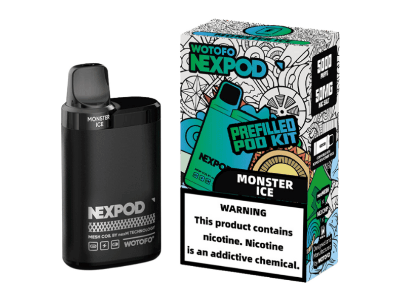 Wotofo Nexpod Kit Monster Ice flavored disposable vape kit.