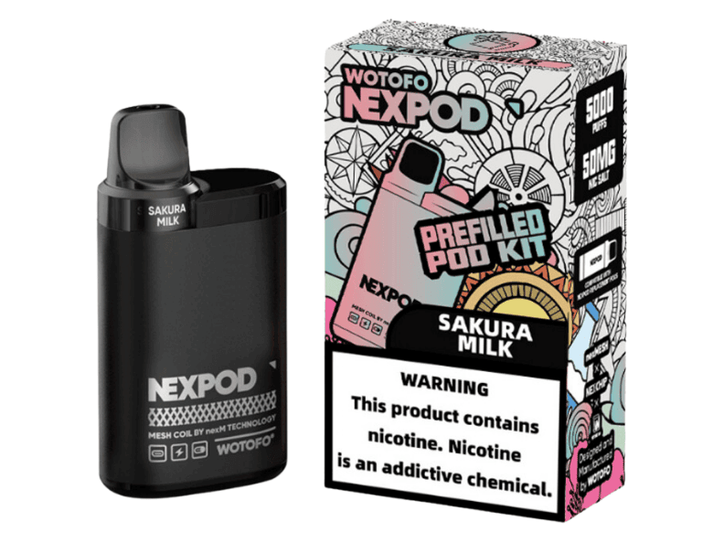 Wotofo Nexpod Kit Sakura Milk flavored disposable vape kit.