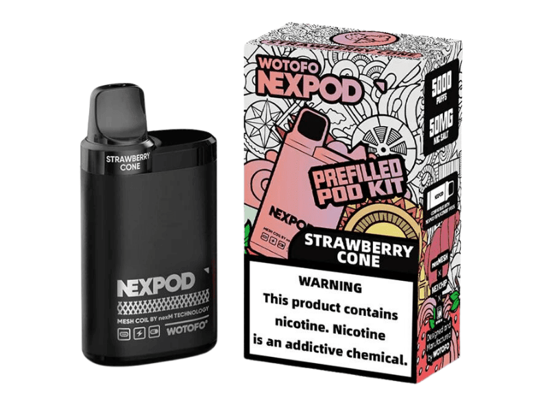 Wotofo Nexpod Kit Strawberry Cone flavored disposable vape kit.