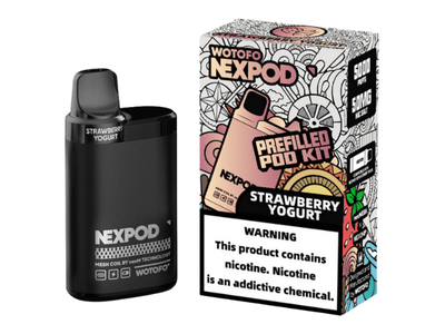 Wotofo Nexpod Kit Strawberry Yogurt flavored disposable vape kit.