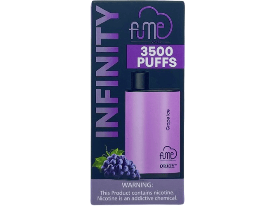 Fume Infinity Grape Ice Flavor - Disposable vape front packaging 3500 puffs