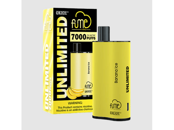 Fume unlimited - Banana Ice flavor disposable vape device and box